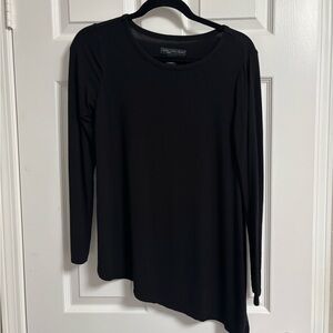 Joan Vass Black Long Sleeve Asymmetrical Top